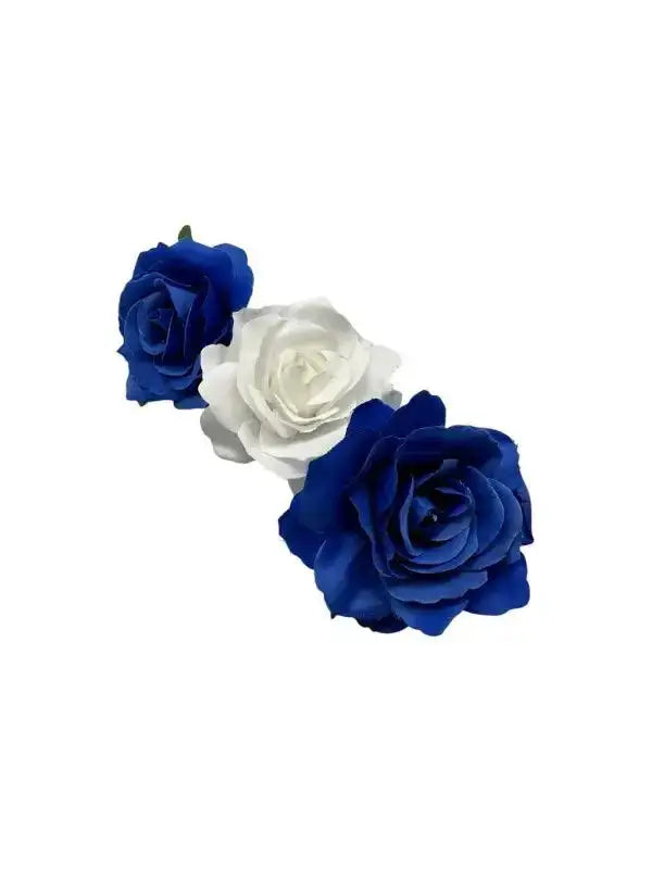 Set of 3 Blue and White Rose Hair Clips - VivianFongDesignsLLC
