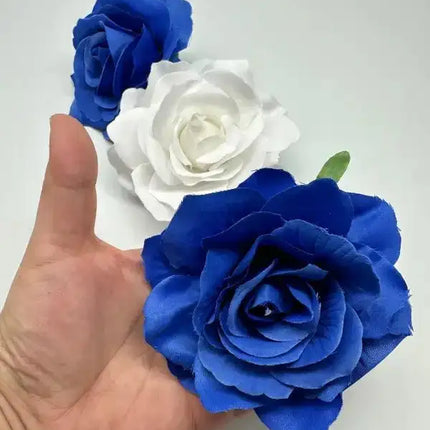 Set of 3 Blue and White Rose Hair Clips - VivianFongDesignsLLC