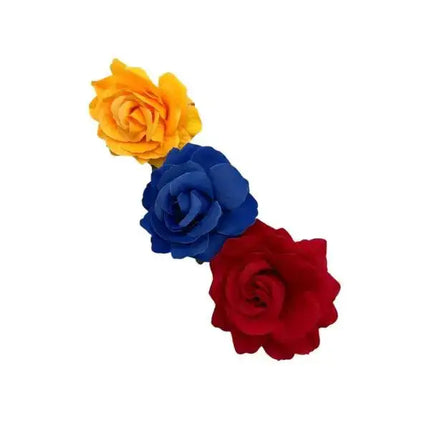 Set of 3 Rose Hair Clips - Yellow, Blue, Red - VivianFongDesignsLLC