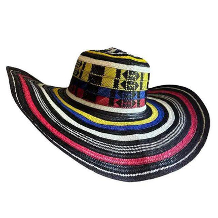 Sombrero Vueltiao Colombian Hat - Caña Flecha for Adulto tri-color - VivianFongDesignsLLC