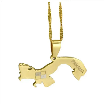Stainless Steel Panamanian Map Charm Necklace - VivianFongDesignsLLC