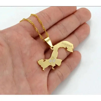 Stainless Steel Panamanian Map Charm Necklace - VivianFongDesignsLLC