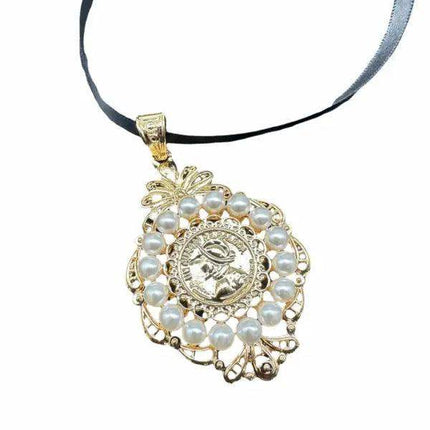 Tapahueso Balboa Charm with Pearls - Elegant Pollera Accessory - VivianFongDesignsLLC