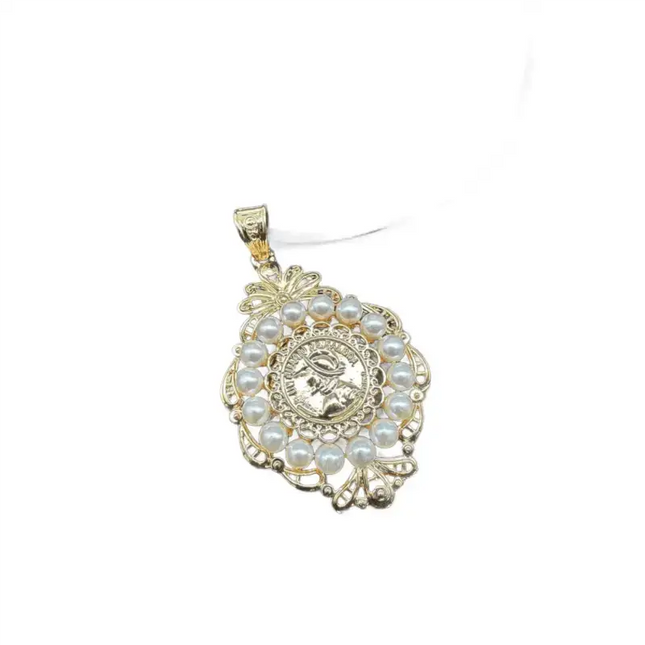 Tapahueso Balboa Charm with Pearls - Elegant Pollera Accessory - VivianFongDesignsLLC