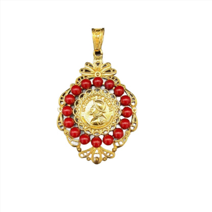 Tapahueso Coin Charm with Pearls - Exquisite Panamanian Pollera Accessory