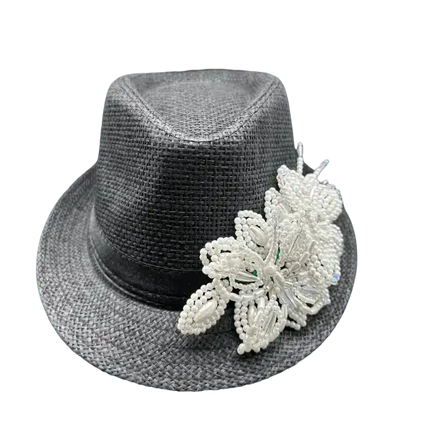 Tembleque Fedora Hat - Black Panama Hat - VivianFongDesignsLLC