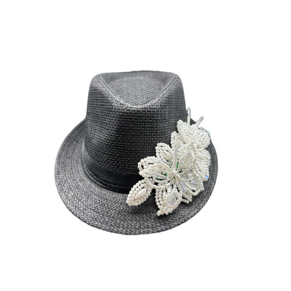 Tembleque Chapeau Fedora Chapeau Panama Panama Chapeau de Plage Printemps/Été Noir et Blanc