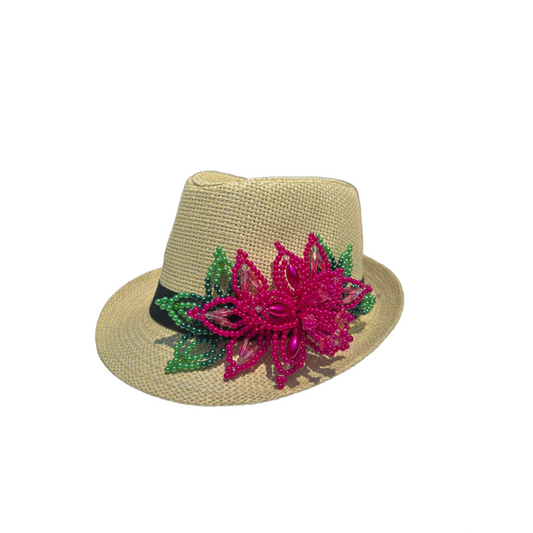 Tembleque Fedora Hat Panama Hat Panamanian Spring/Summer Beach Hat Tan Pink