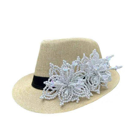 Tembleque Fedora - Tan and White - VivianFongDesignsLLC