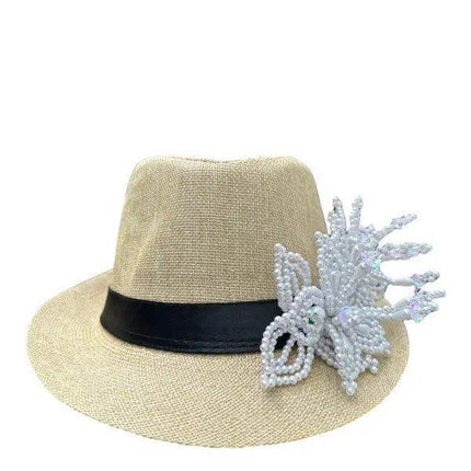 Tembleque Fedora - Tan and White - VivianFongDesignsLLC