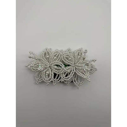 Tembleque Pearl Beaded Flowers Hair Pin - White Panama Peineta - VivianFongDesignsLLC