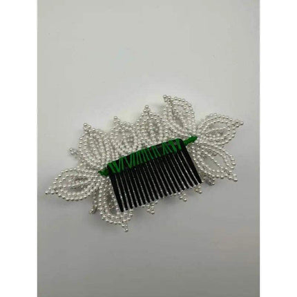 Tembleque Pearl Beaded Flowers Hair Pin - White Panama Peineta - VivianFongDesignsLLC