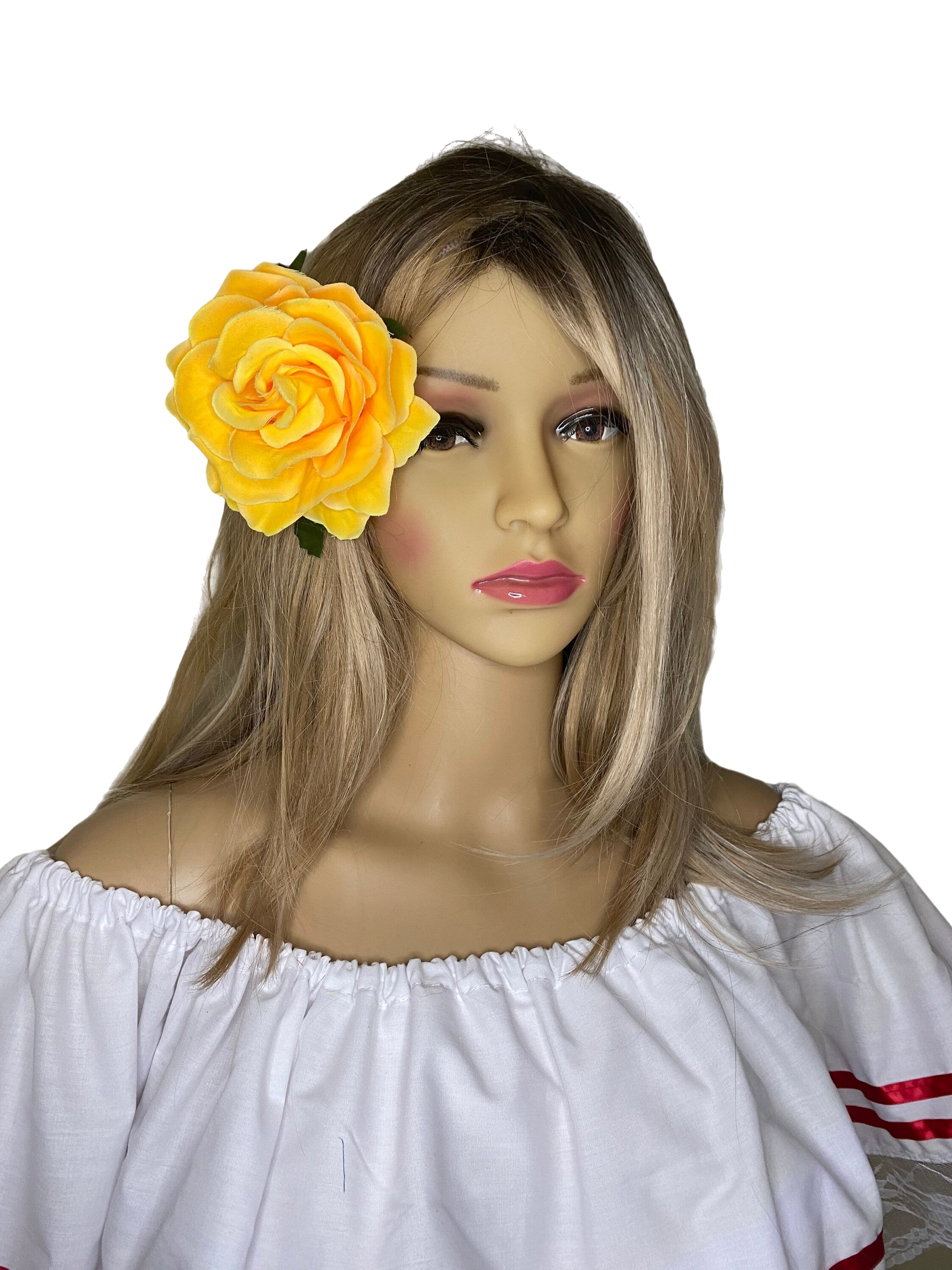 Vibrant Yellow Rose Hair Clip Large - Vivian Fong Designs