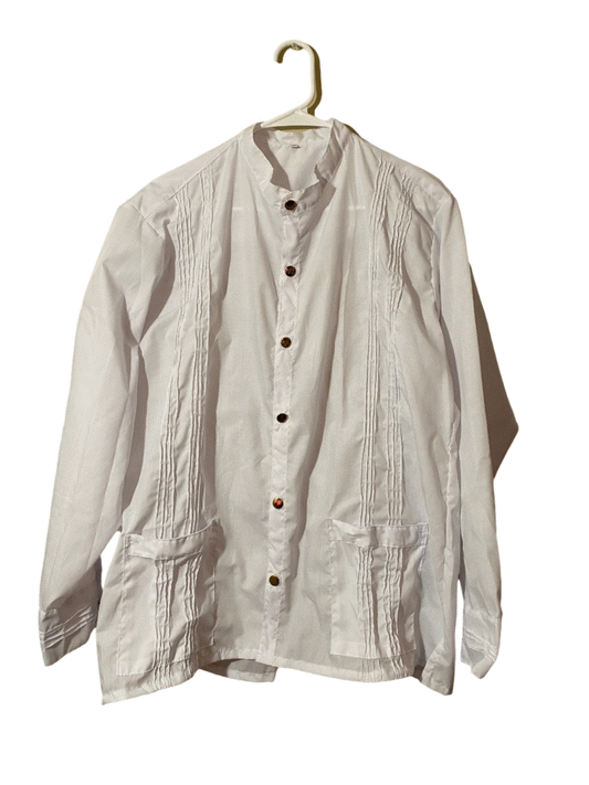 White Authentic Handmade Panamanian MEN Shirt Camisilla - Vivian Fong Designs