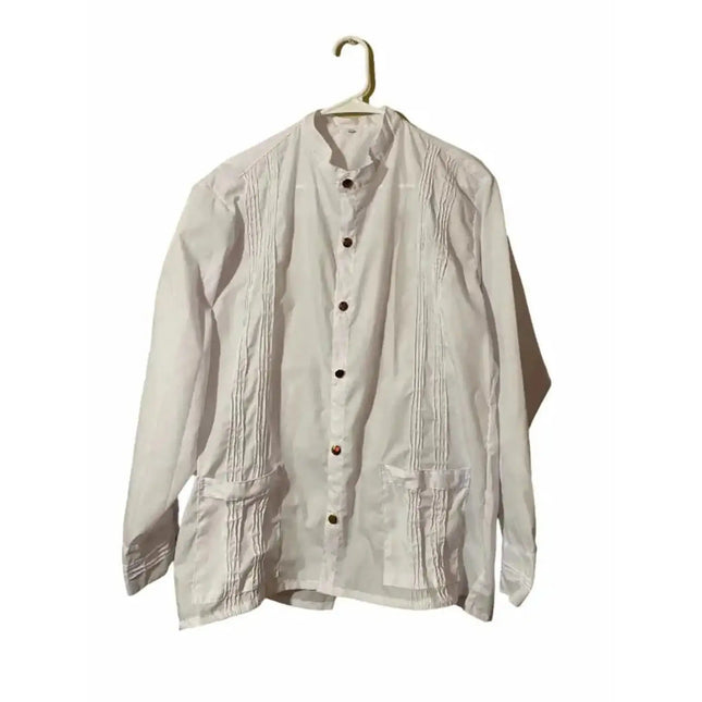 White Authentic Panamanian Men's Shirt Camisilla - VivianFongDesignsLLC