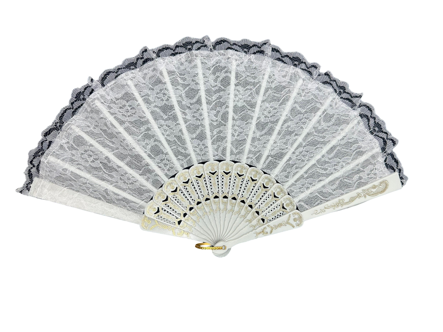 White Lace Fan for Pollera Panama - Vivian Fong Designs