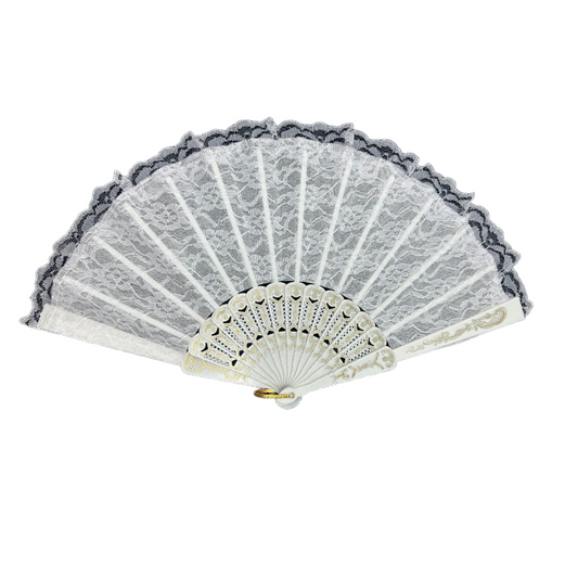 White Lace Fan for Pollera Panama